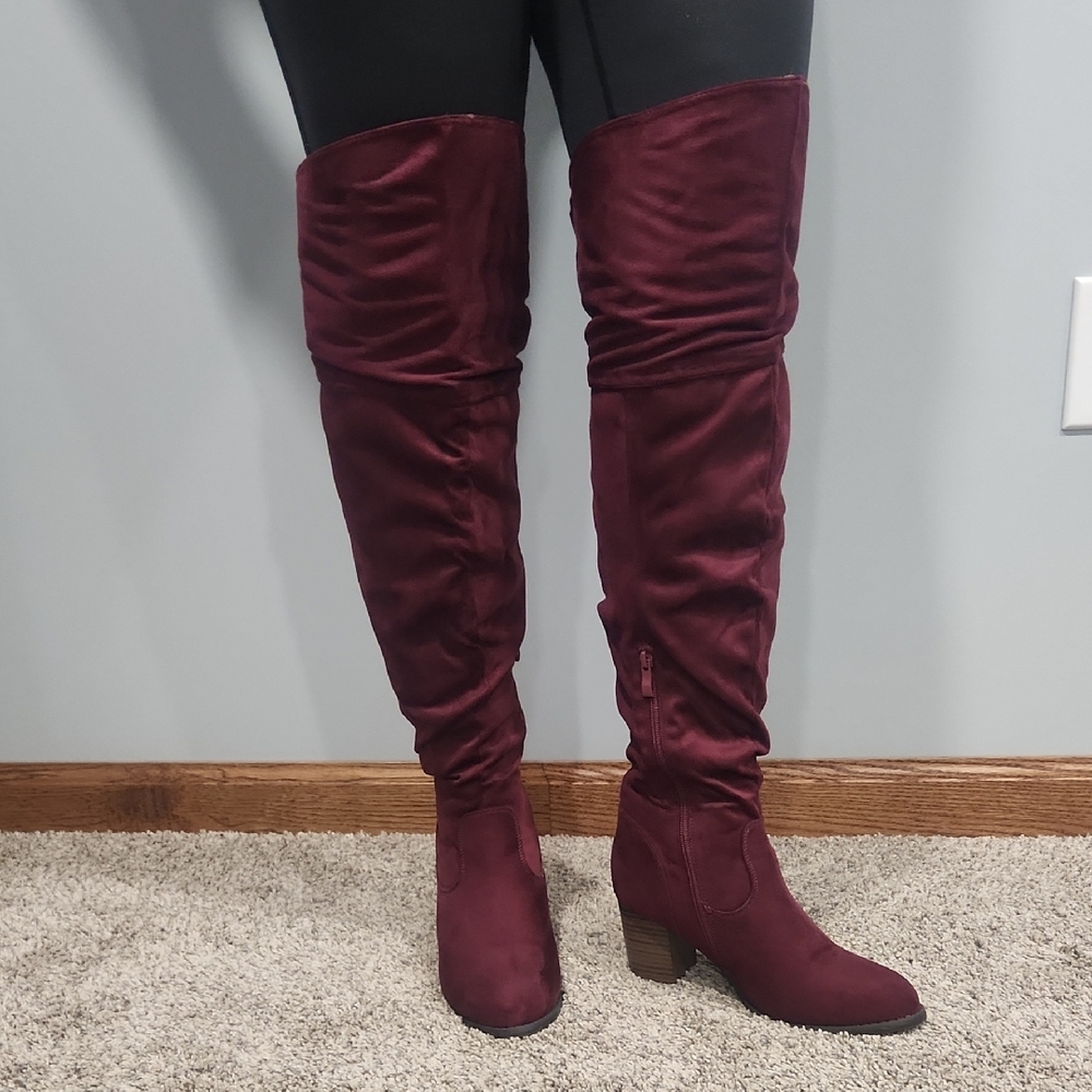Women's Burgundy Over-the-Knee Boots
